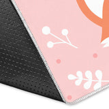Cute Fox Pattern Pink Background Area Rug