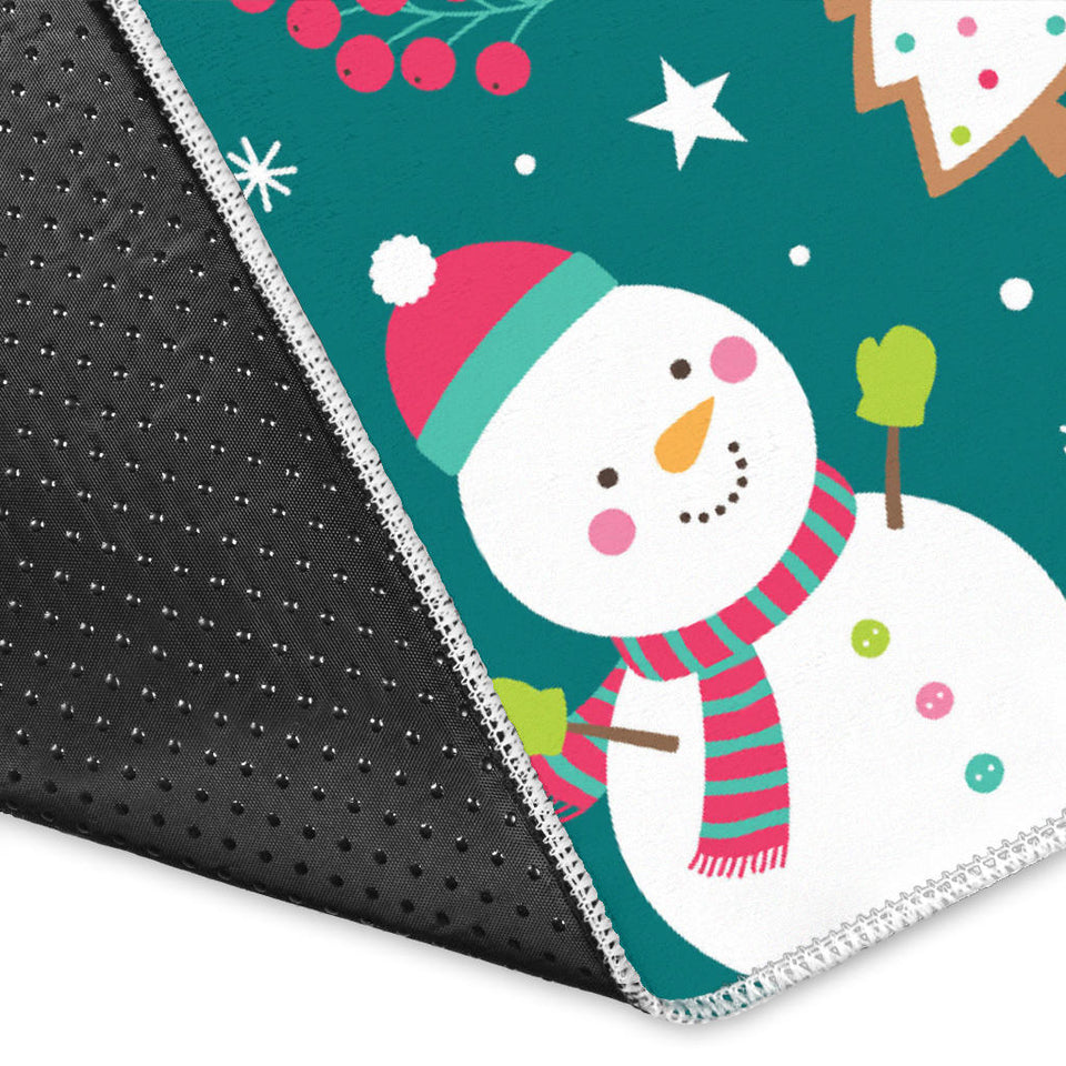 Snowman Bird Decorative Elements Christmas Pattern Area Rug