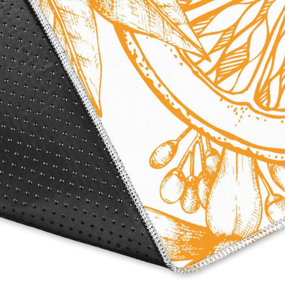 Hand Drawn Orange Fruit Pattern Area Rug