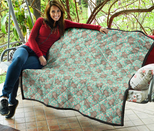 Hippopotamus Pattern Print Design 02 Premium Quilt
