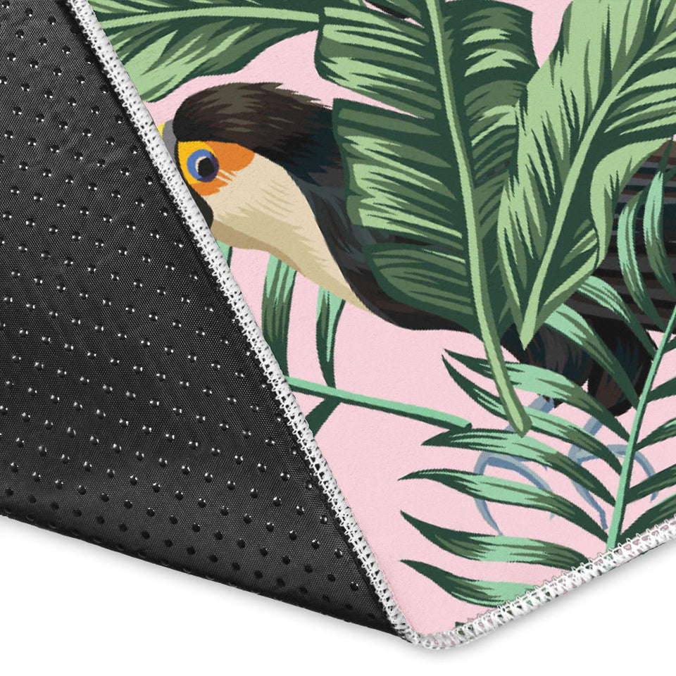 Toucan Tropical Green Jungle Palm Pattern Area Rug