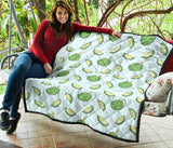 Durian Pattern Blue Background Premium Quilt