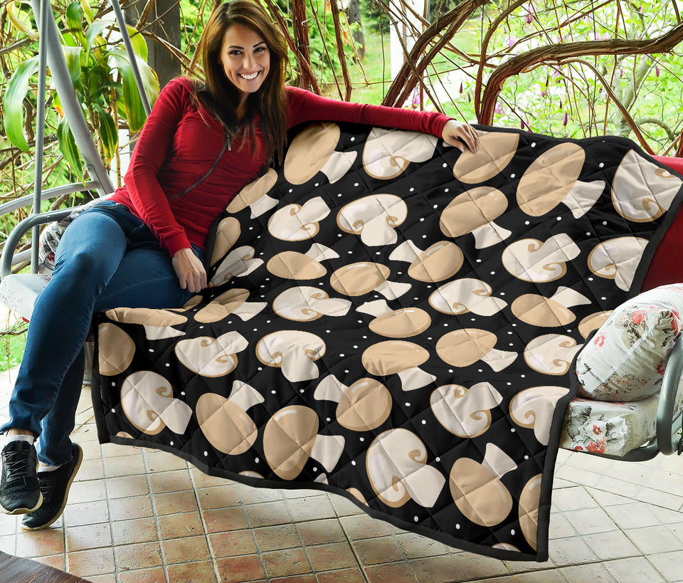 Champignon Mushroom Pattern Premium Quilt