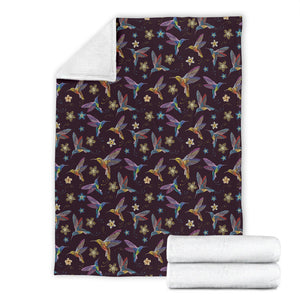 Hummingbird Pattern Print Design 04 Premium Blanket