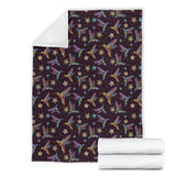 Hummingbird Pattern Print Design 04 Premium Blanket
