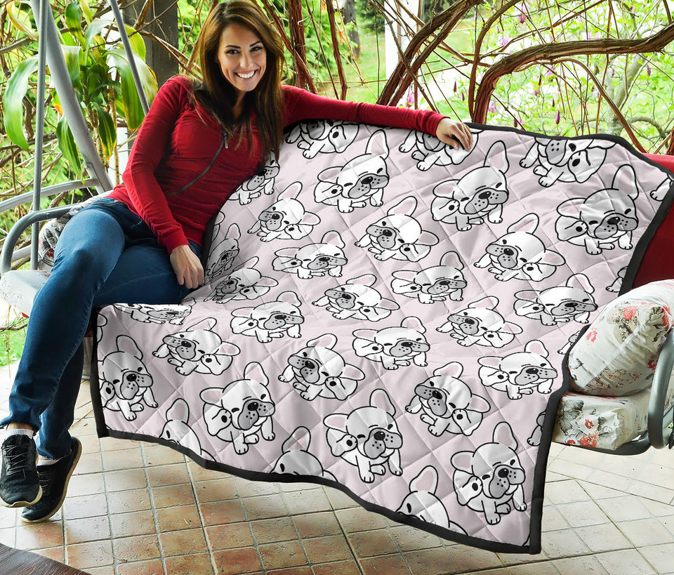 Cute French Bulldog Pattern Premium Quilt