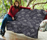 Sushi Pattern Black Background Premium Quilt