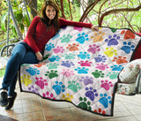 Dog Paws Pattern Print Design 01 Premium Quilt