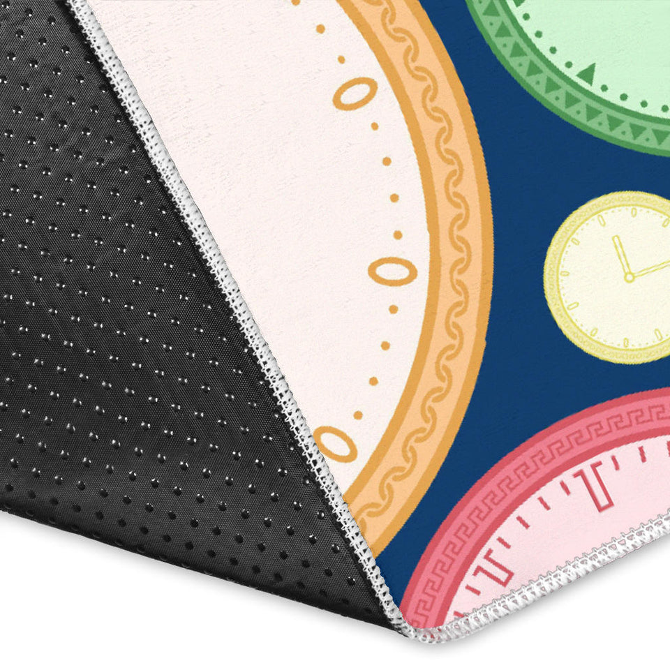Colorful Clock Background Area Rug