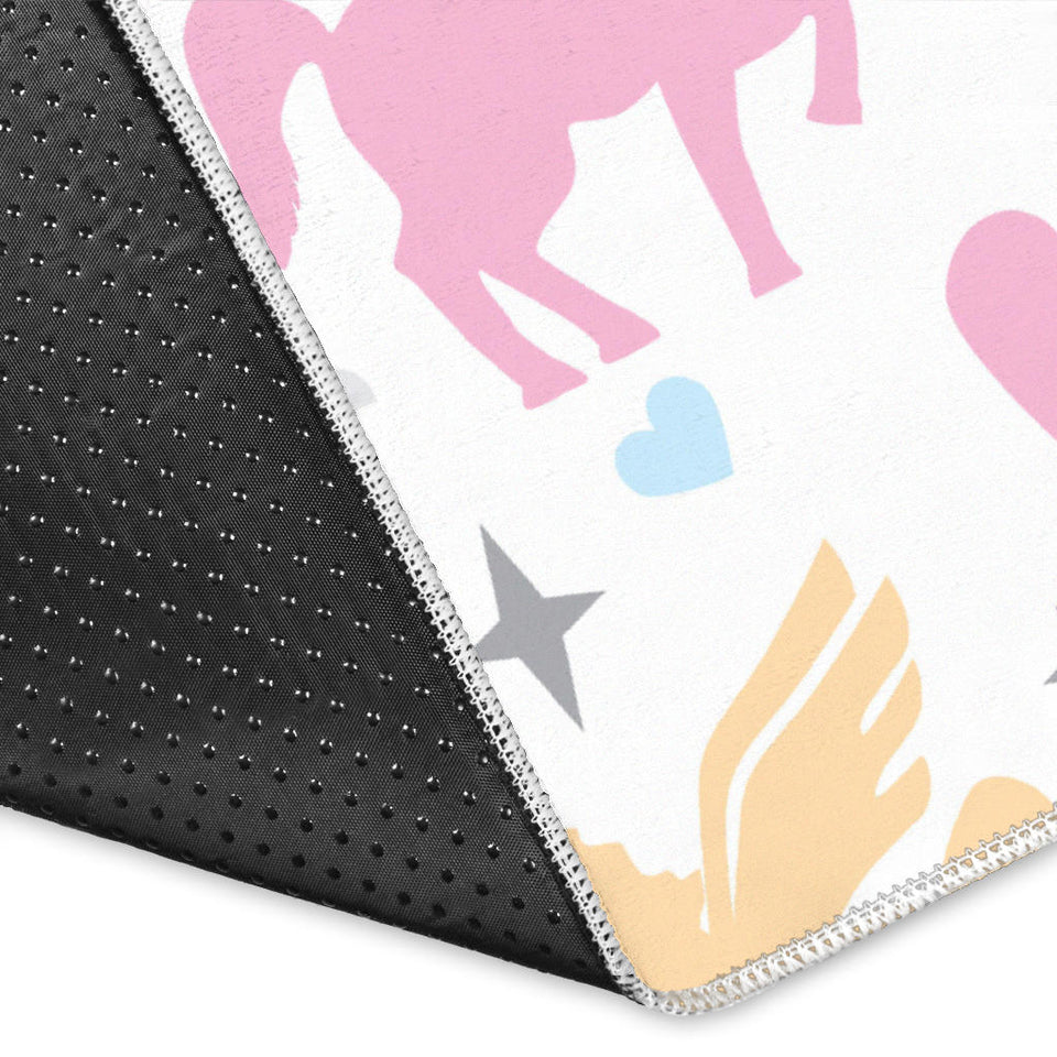 Colorful Unicorn Rainbow Heart Pattern Area Rug