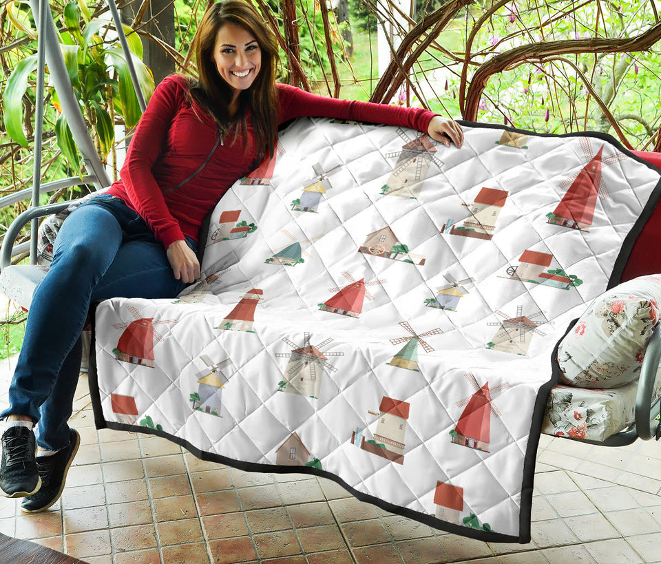 Windmill Design Pattern Premium Quilt