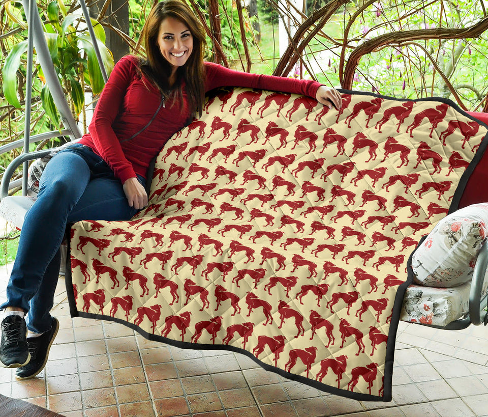 Greyhound Pattern Print Design 04 Premium Quilt