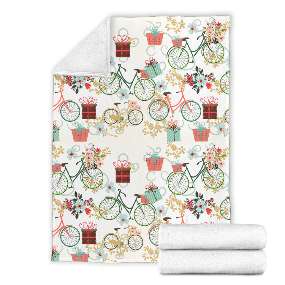 Bicycle Pattern Print Design 05 Premium Blanket