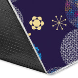 Blue Japanese Pattern Cloud Wave Flower Area Rug