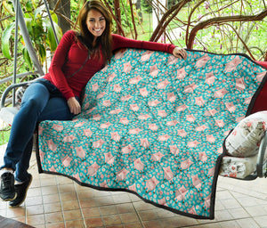 Pig Pattern Print Design 01 Premium Quilt