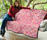 Pink Donut Glaze Candy Pattern Premium Quilt