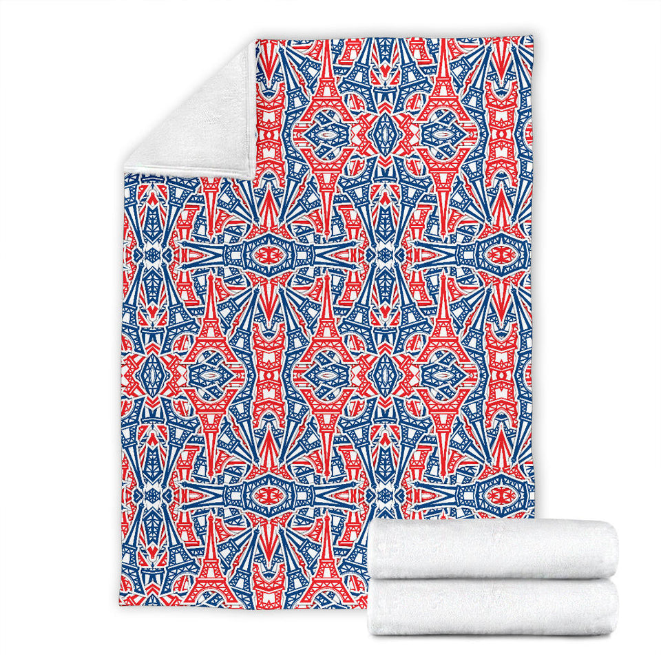Eiffel Tower Pattern Print Design 02 Premium Blanket