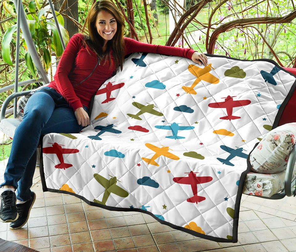 Airplane Star Cloud Colorful Premium Quilt