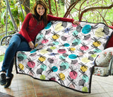 Dragonflies Ginkgo Leaves Pattern Premium Quilt