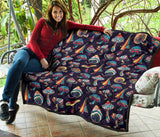 Colorful Mushroom Pattern Premium Quilt