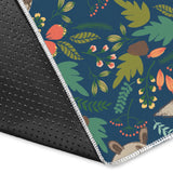 Raccoon Tropical Leaves Pattern Area Rug