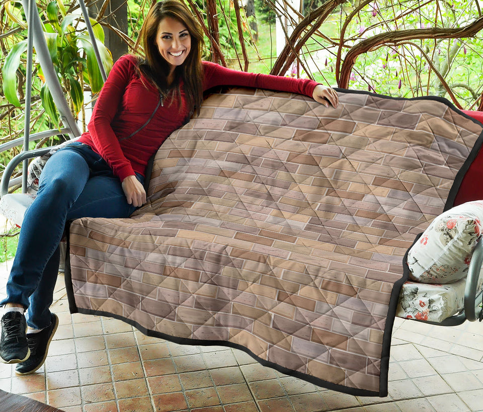 Brick Printed Pattern Print Design 01 Premium Quilt