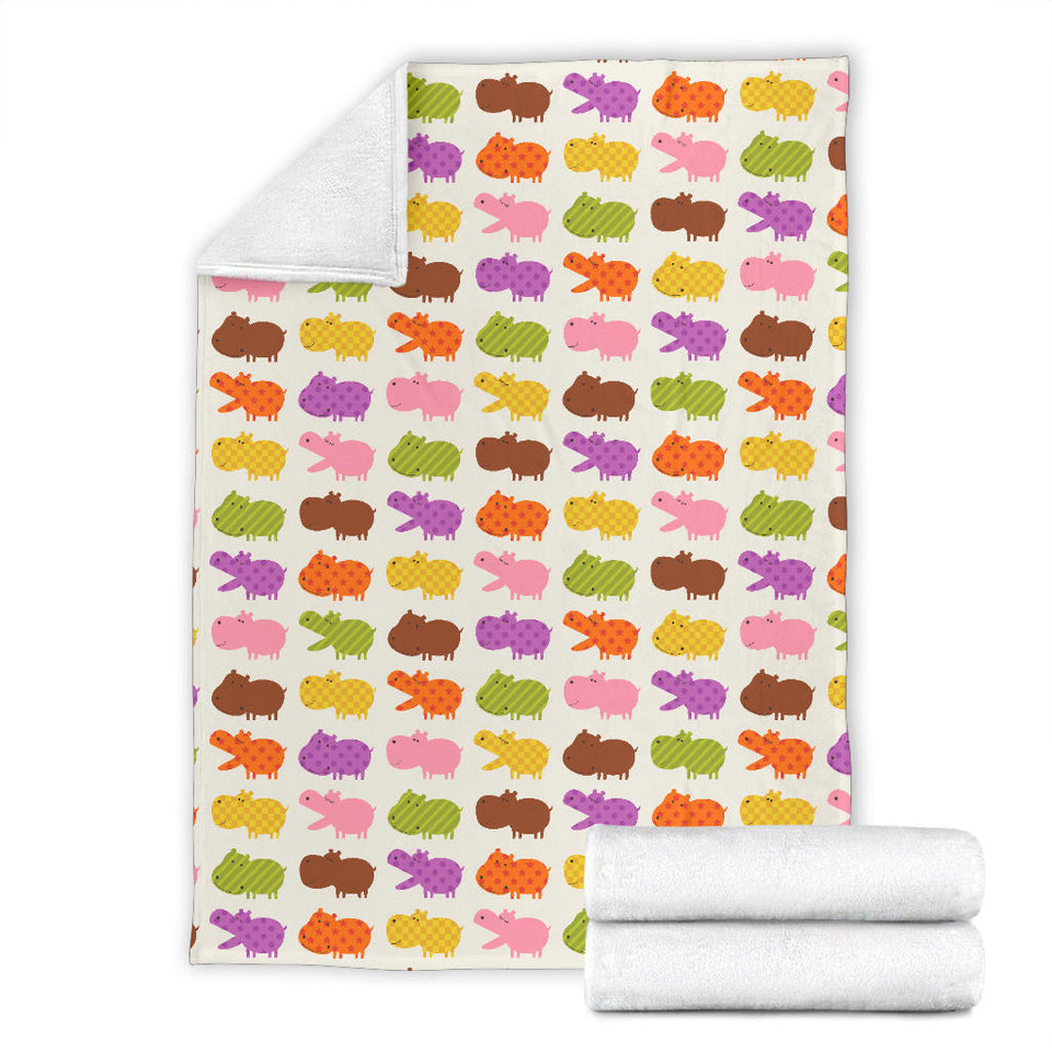 Hippopotamus Pattern Print Design 01 Premium Blanket