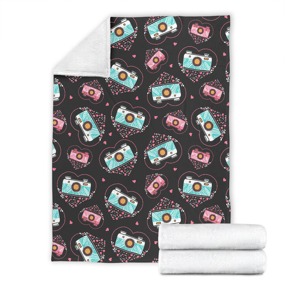 Camera Pattern Print Design 04 Premium Blanket