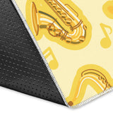 Saxophone Cornet Pattern Yellow Background Area Rug