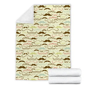 Mustache Beard Pattern Print Design 01 Premium Blanket