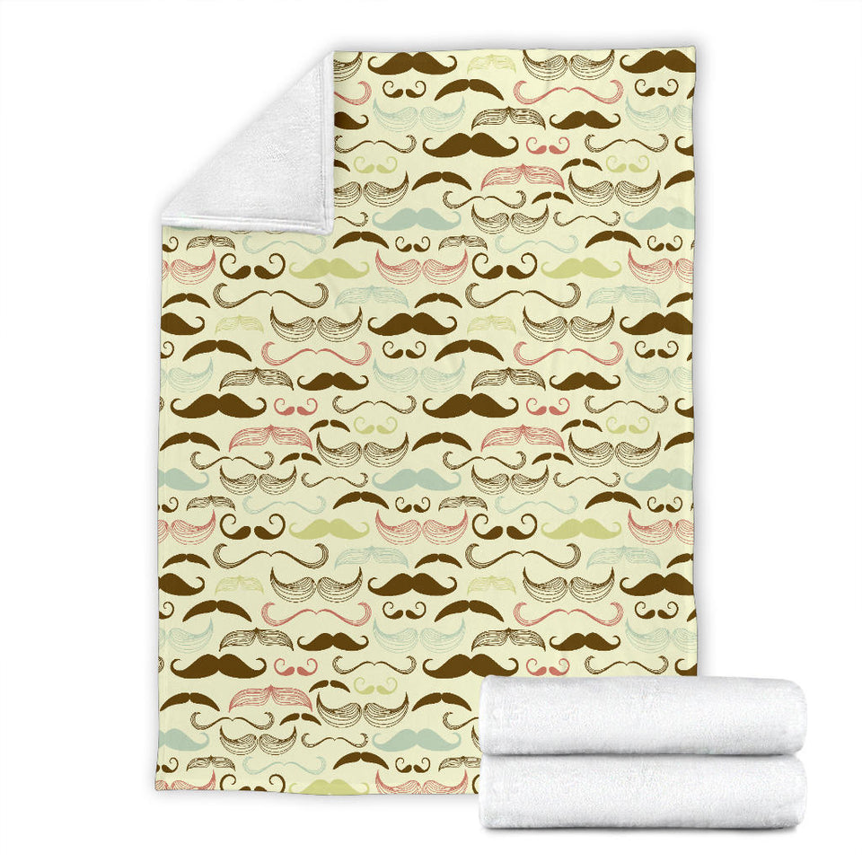 Mustache Beard Pattern Print Design 01 Premium Blanket