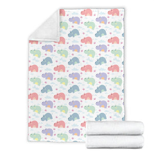 Hippopotamus Pattern Print Design 03 Premium Blanket
