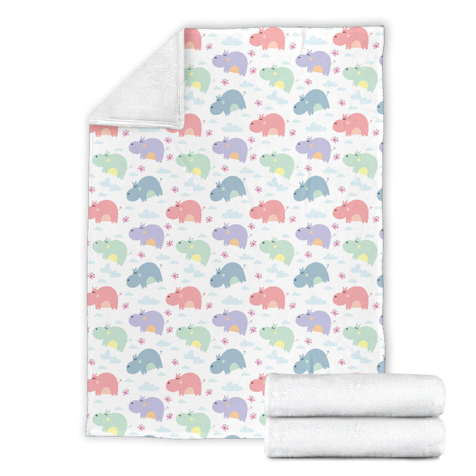 Hippopotamus Pattern Print Design 03 Premium Blanket