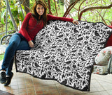 Crow Dark Floral Pattern Premium Quilt
