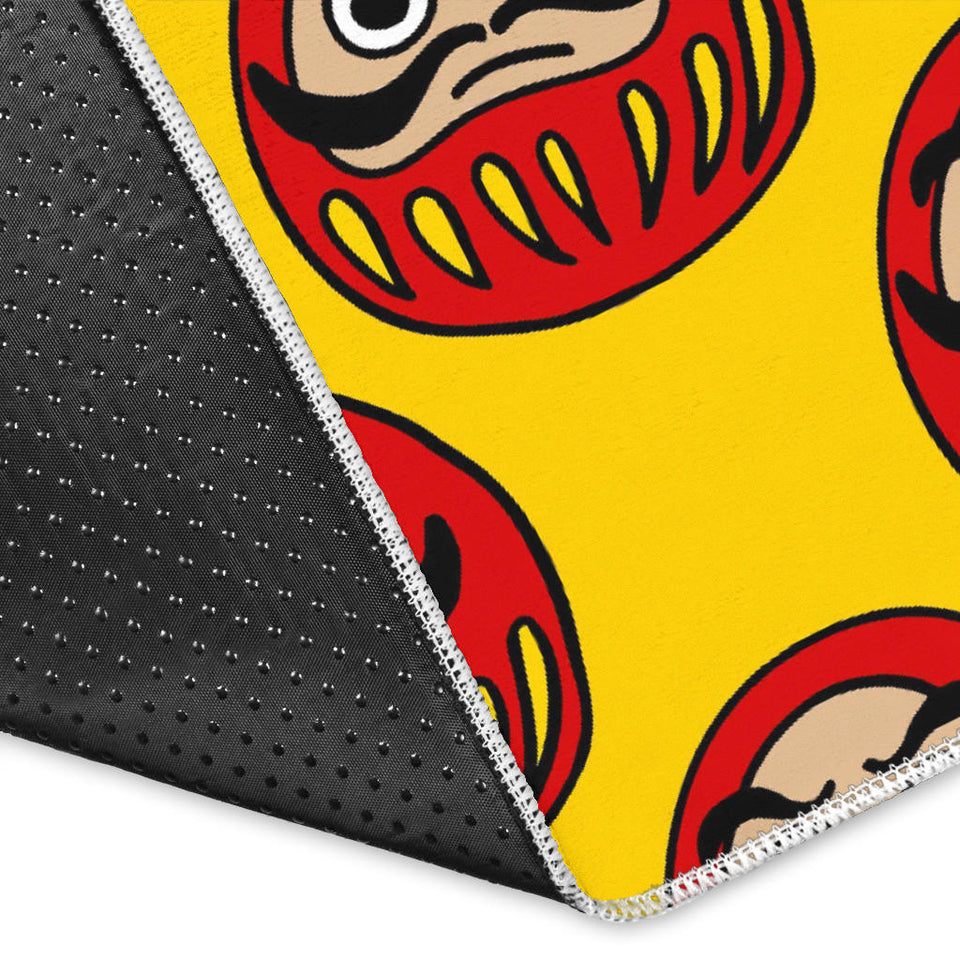 Daruma Japanese Wooden Doll Yellow Background Area Rug