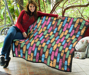 Skate Board Pattern Print Design 02 Premium Quilt