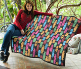 Skate Board Pattern Print Design 02 Premium Quilt