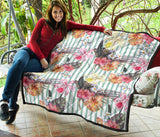Colorful Orchid Flower Pattern Premium Quilt