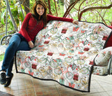Bicycle Pattern Print Design 05 Premium Quilt