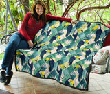 Toucan Tropical Leaves Design Pattern  Premium Quilt