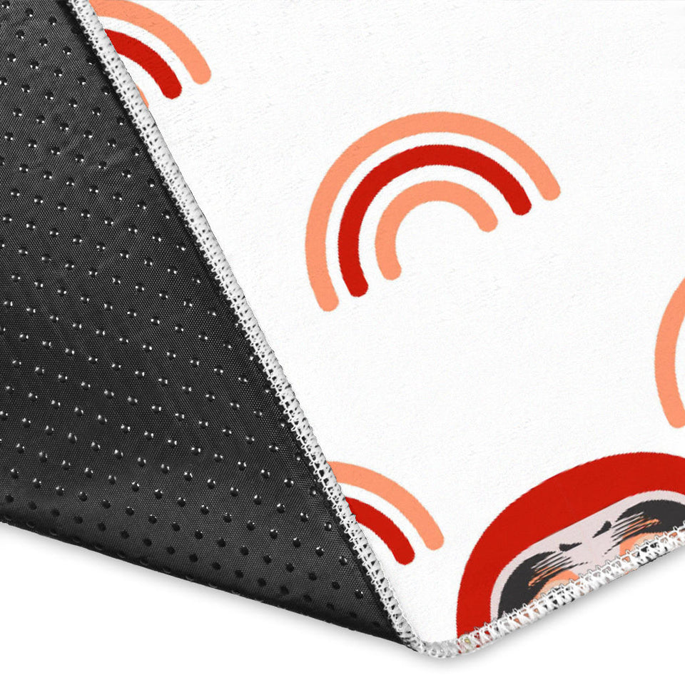 Daruma Japanese Wooden Doll Design Pattern Area Rug