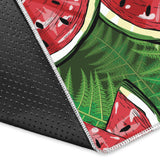 Watermelons Tropical Palm Leaves Pattern Background Area Rug