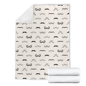 Mustache Beard Pattern Print Design 05 Premium Blanket