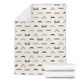 Mustache Beard Pattern Print Design 05 Premium Blanket