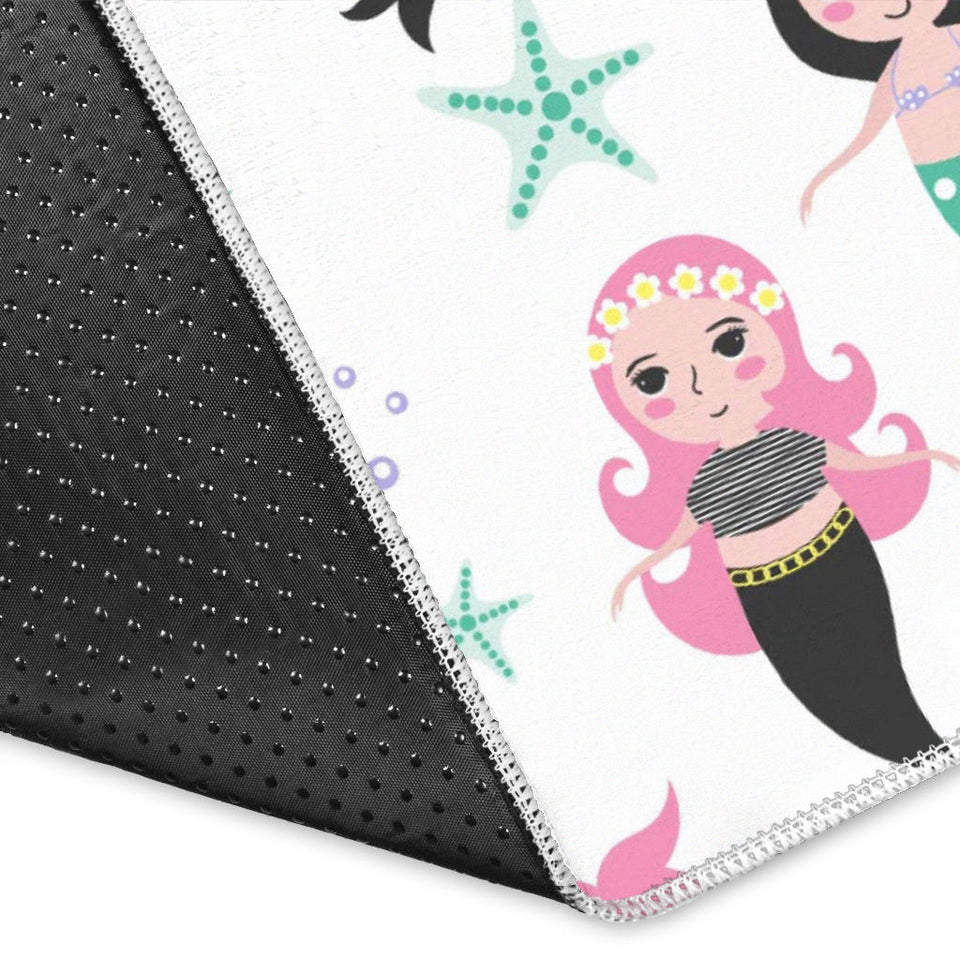Cute Mermaid Dolphin Fish Starfish Pattern Area Rug