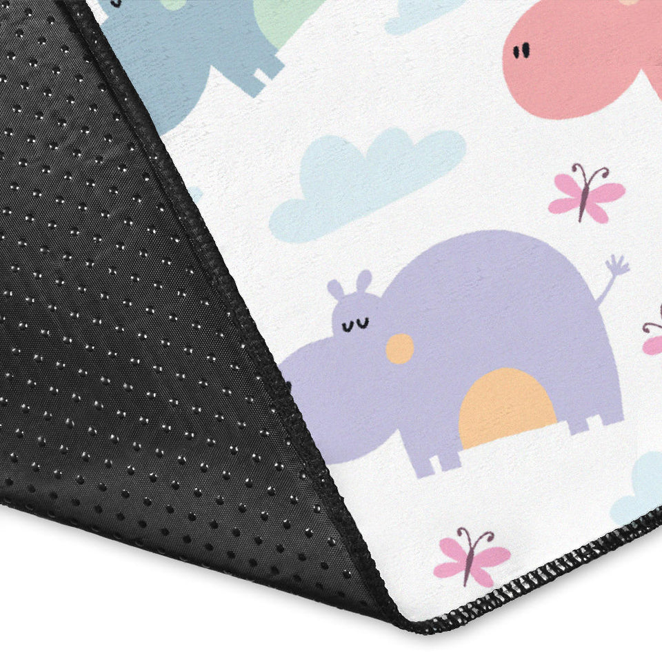 Hippopotamus Pattern Print Design 03 Area Rug
