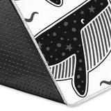 Black Whale Pattern Area Rug