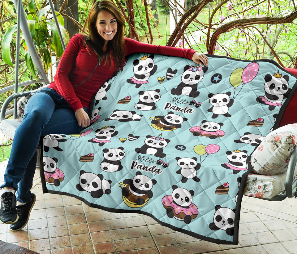 Cute Baby Panda Pattern Premium Quilt