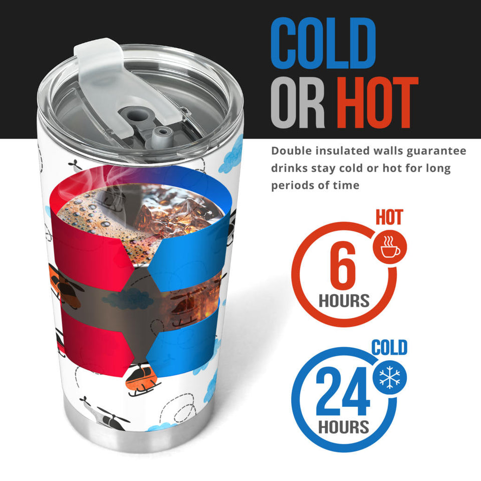 Watercolor Helicopter Cloud Pattern Tumbler