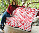 Lips Pattern Print Design 05 Premium Quilt
